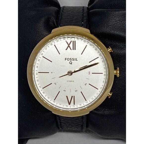 Fossil FTW5021 Women's Black Leather Silver Analog Dial Hybrid Smartwatch XX803 - Picture 2 of 12